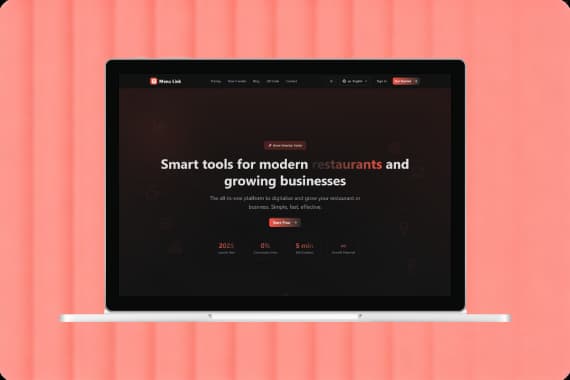 MenuLink - Create Your Restaurant Website project screenshot